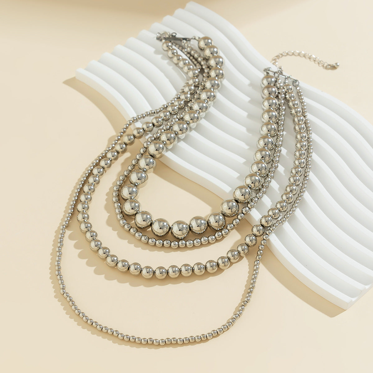 🪩 Necklace + Cyber Beaded Statement Necklace – Multi-Sized Beads