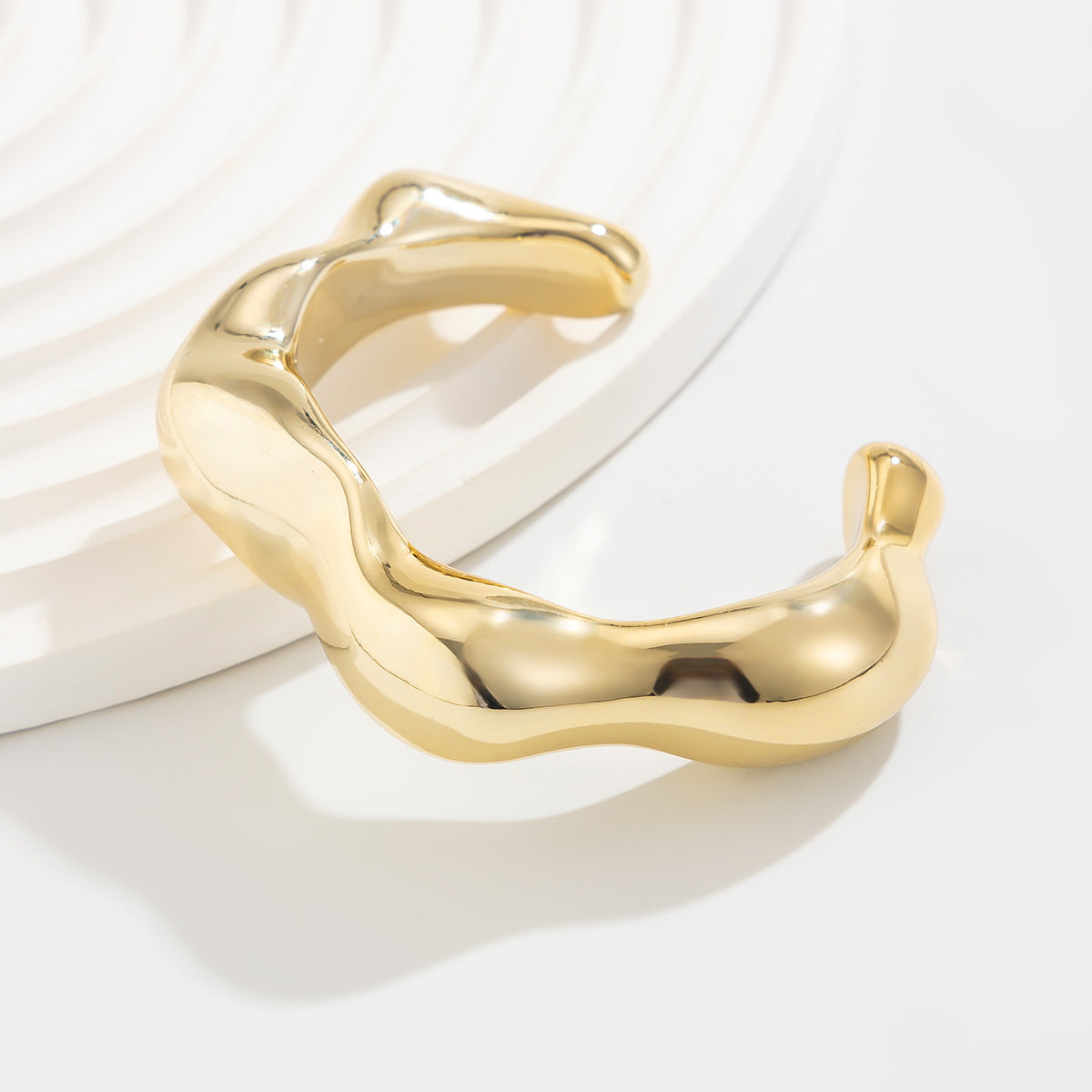 ✨ Bracelet Set + Irregular Glossy Metal CCB Bangles – Light Luxury Texture