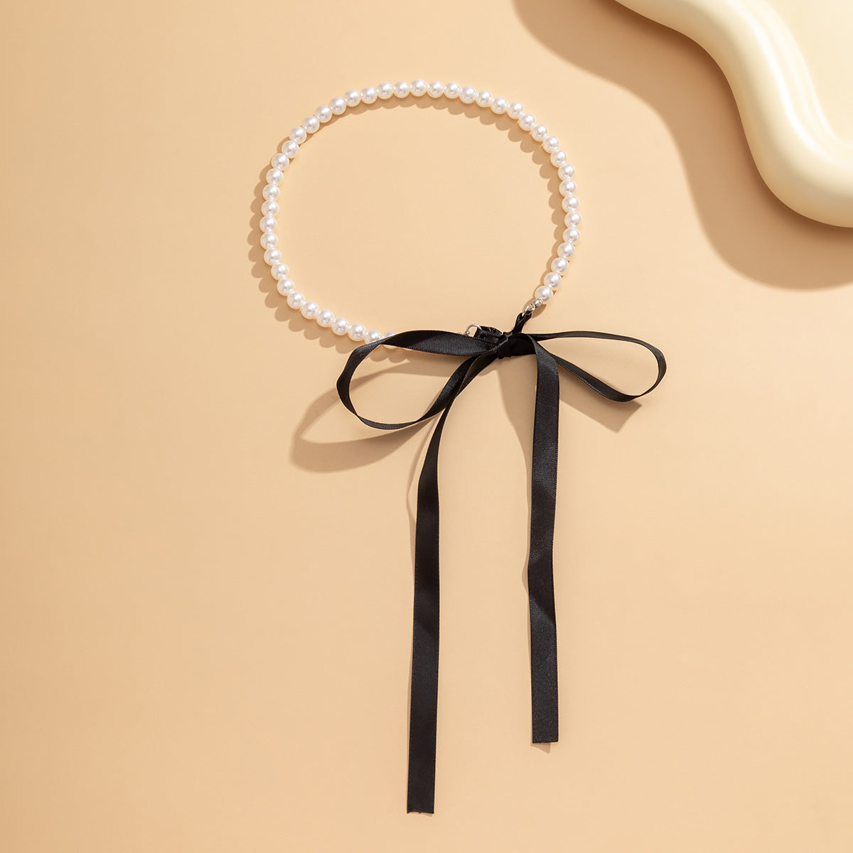 🎀 Necklace + Velvet Ribbon Pearl Necklace – DIY Bow Tie Style