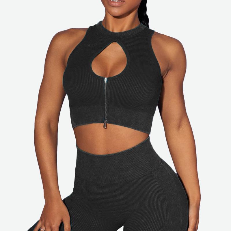 ⚡ Sports | Zip-Front Ribbed Cutout
