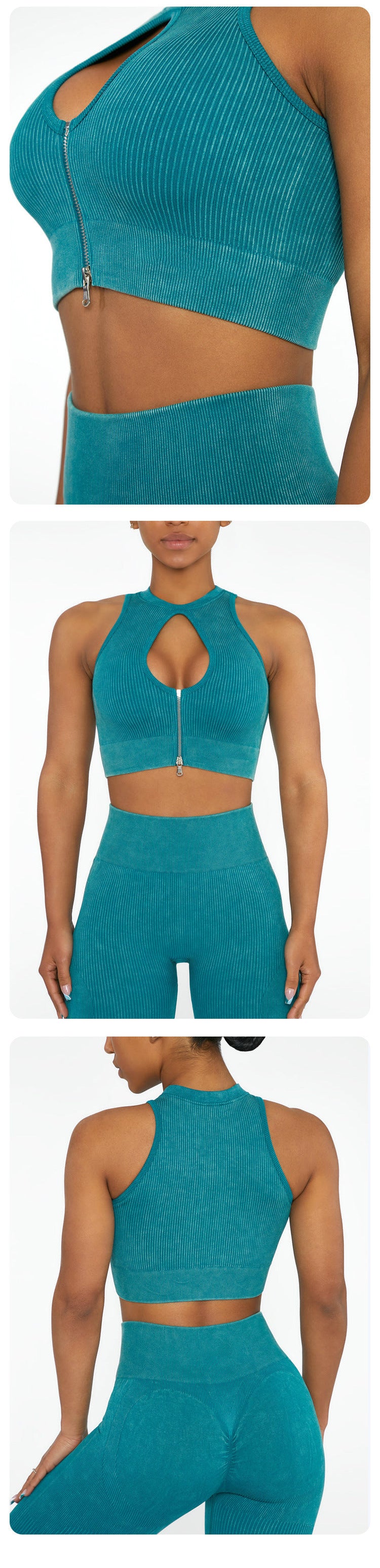 ⚡ Sports | Zip-Front Ribbed Cutout