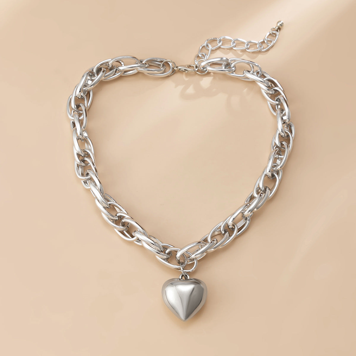 💔 Necklace + Chunky O-Chain Heart Pendant Statement Necklace