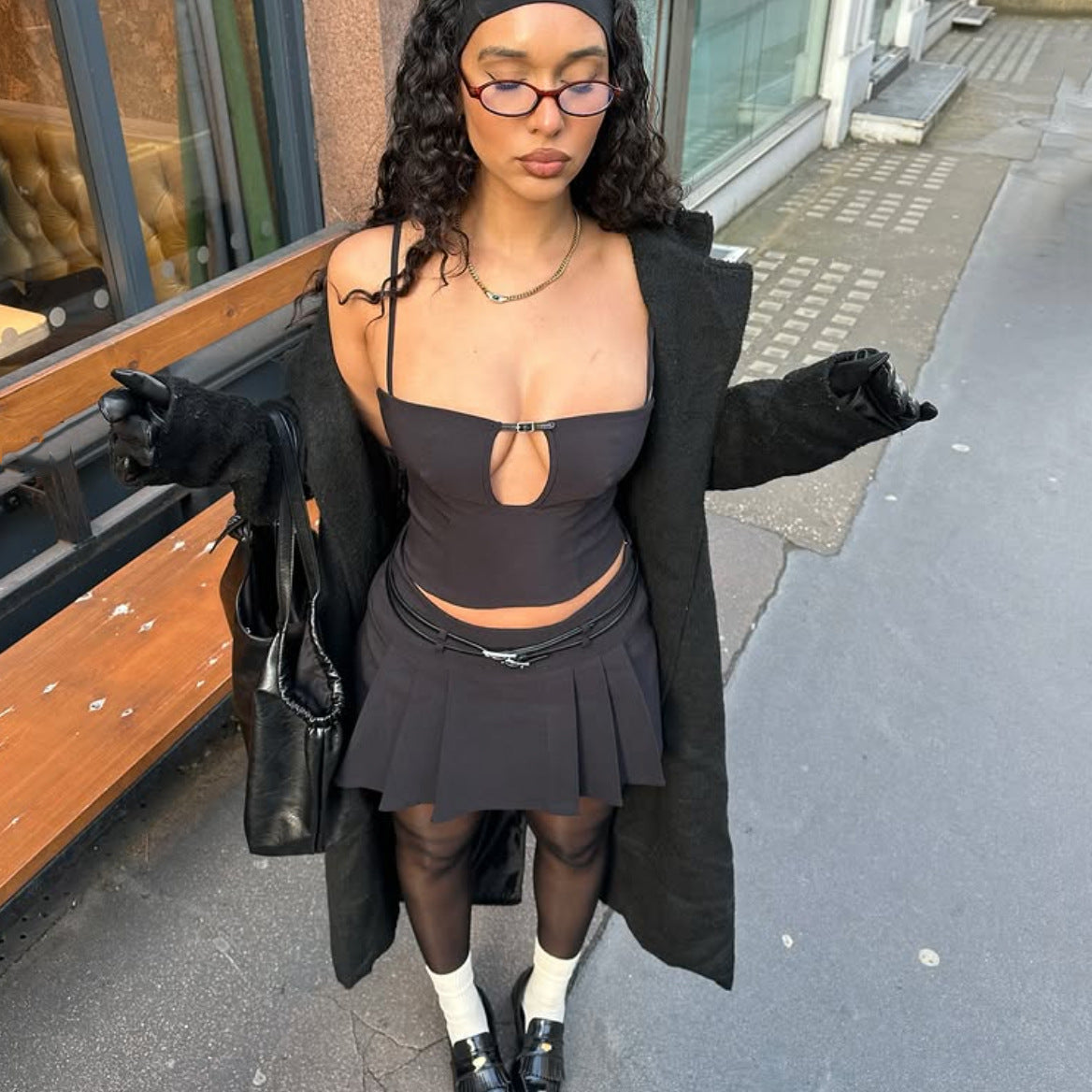 🖤 Spicy | Cutout Halter Crop Top — Street Snap Attitude