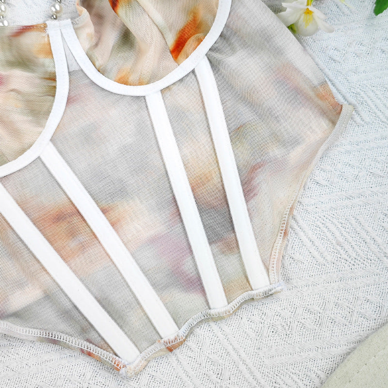 🌶 Spicy|Retro French Floral Bustier
