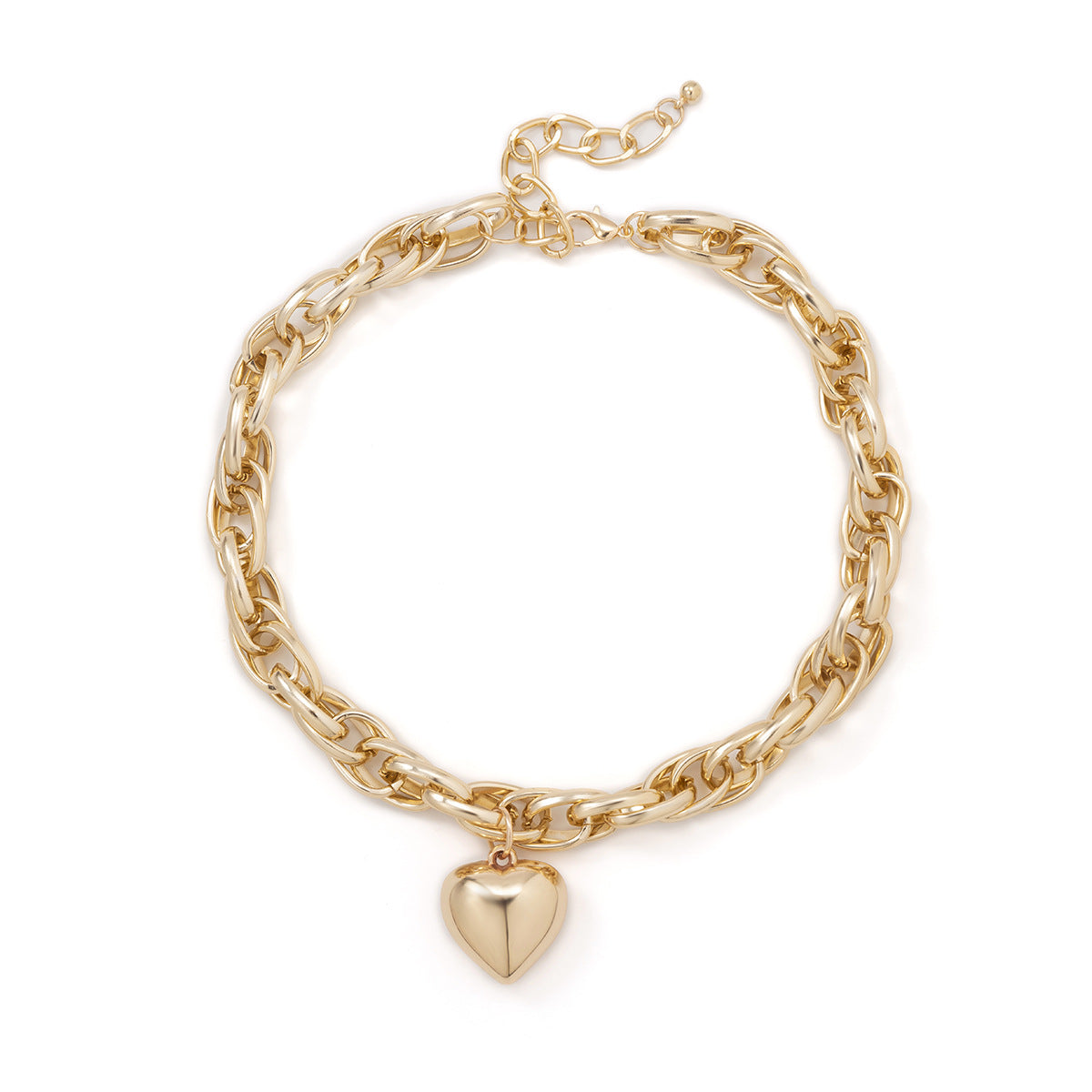 💔 Necklace + Chunky O-Chain Heart Pendant Statement Necklace
