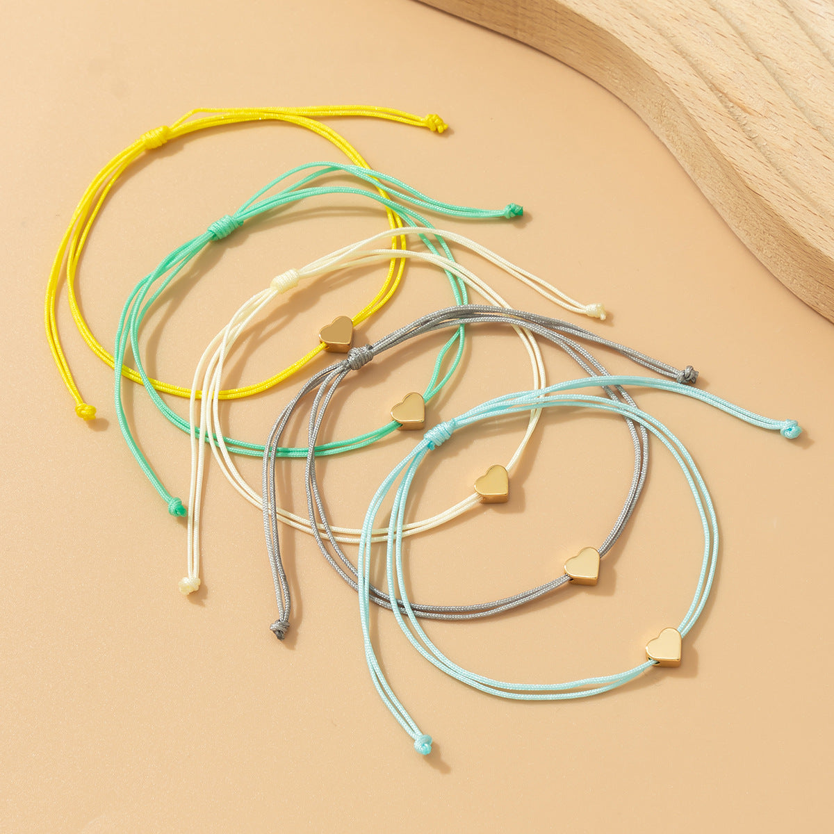 💝 Bracelet Set + Adjustable Colorful Heart Cord Bracelets – Sweet Multi-Pack