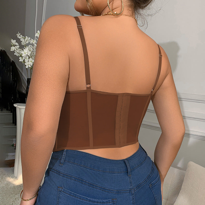 💎 Sculpt+ | Embroidered Lace Plus Size Bustier Crop Top