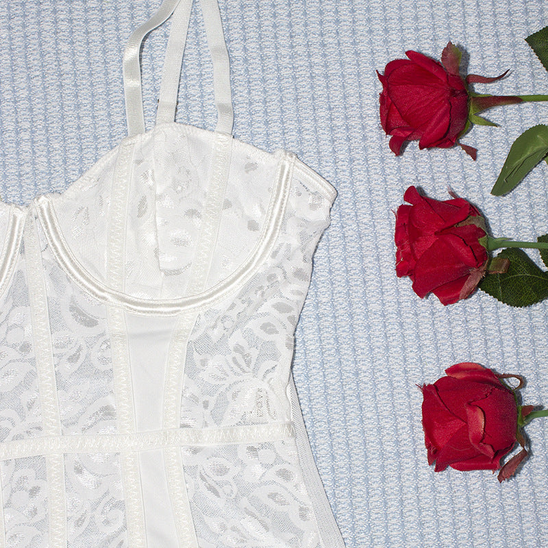 💎 Spicy | Sheer Lace Cutout Bodysuit