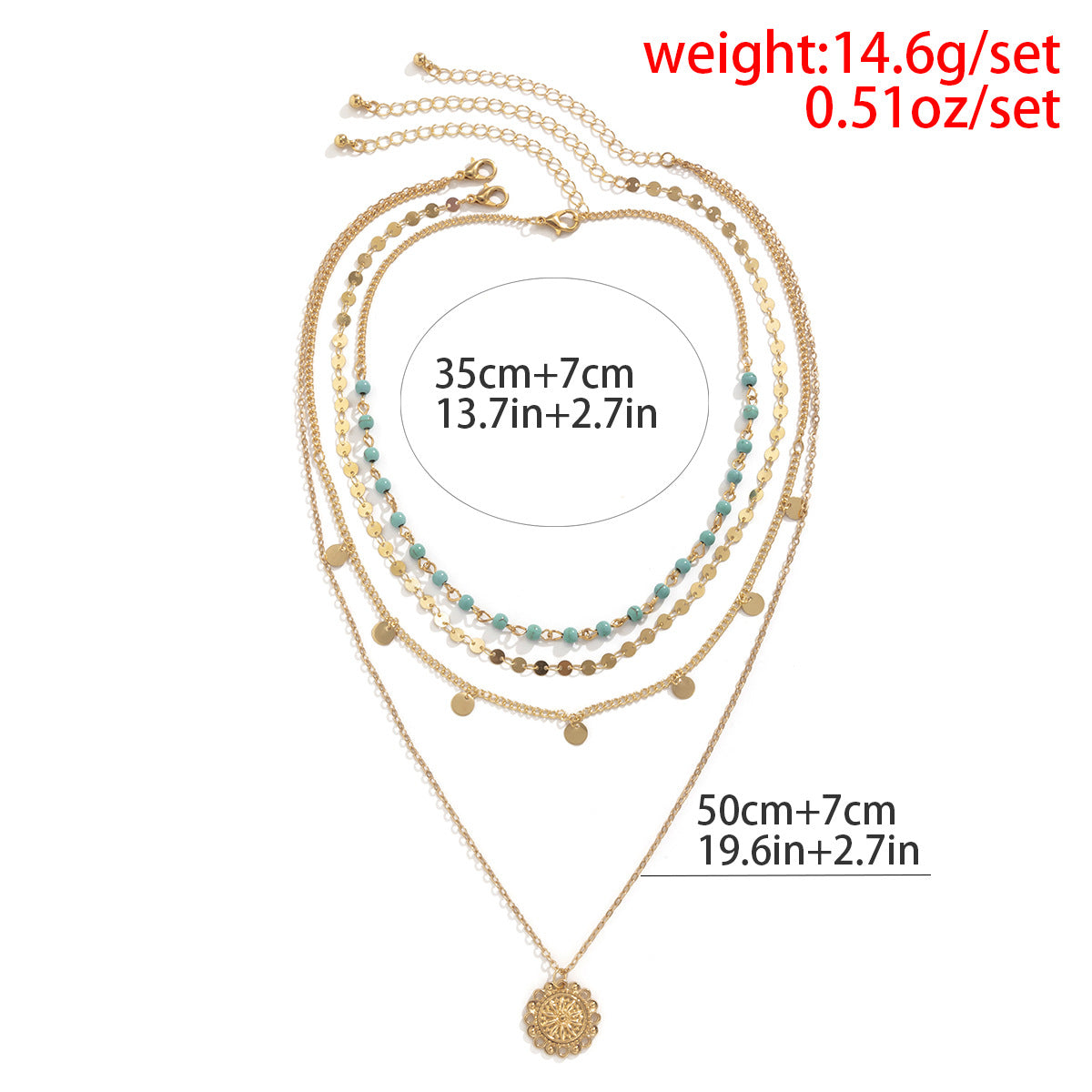 🍃 Necklace + Turquoise Bead Flower Pendant Necklace – Vintage Tassel Accents