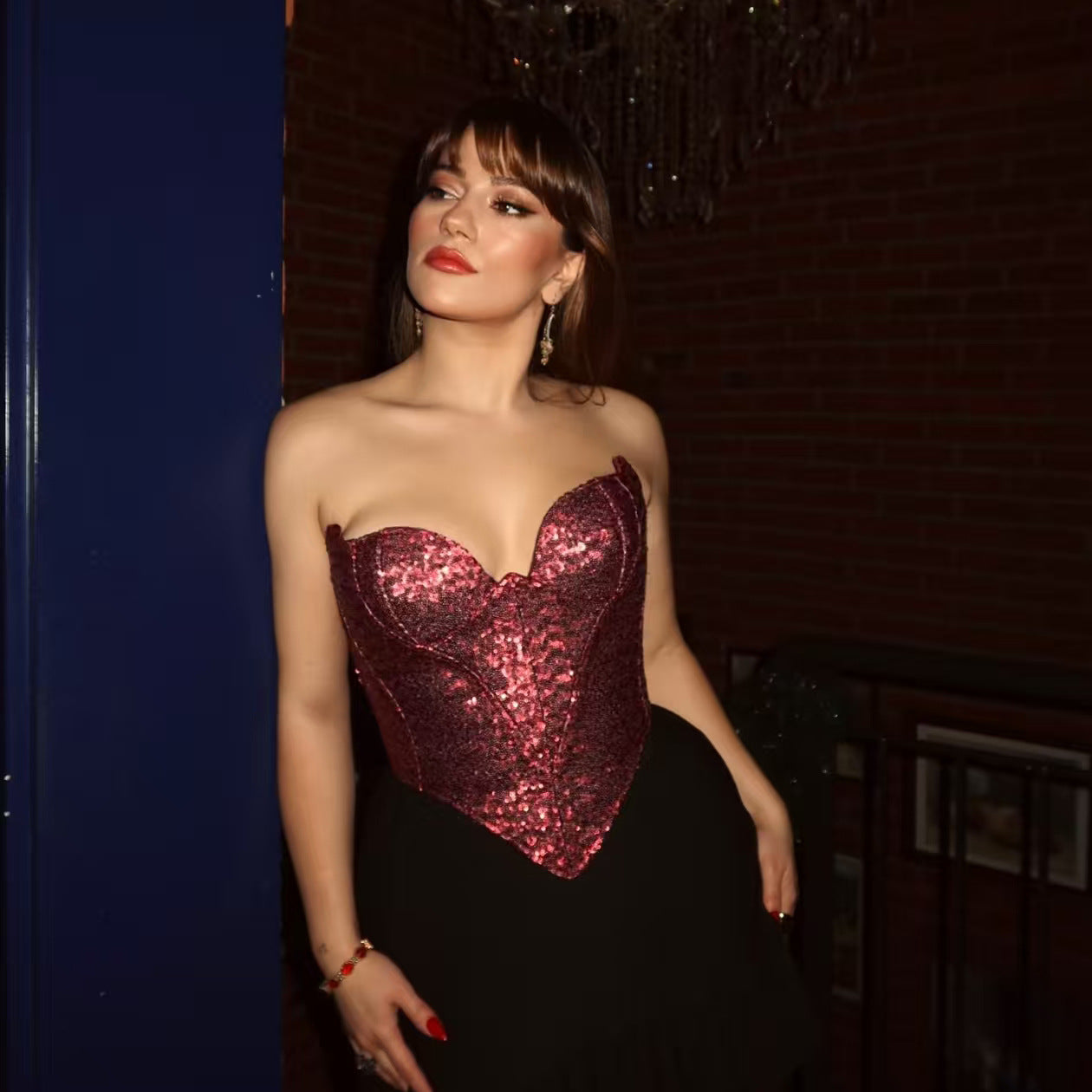 ✨ Spicy | Sequin Off-Shoulder Corset — Club-Ready Shine with Boning