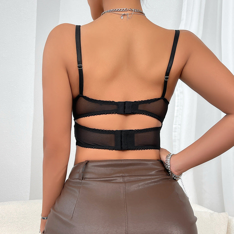 🌙 Spicy | Eyelash Lace Hollow Cami — Pure Desire Boned Vest