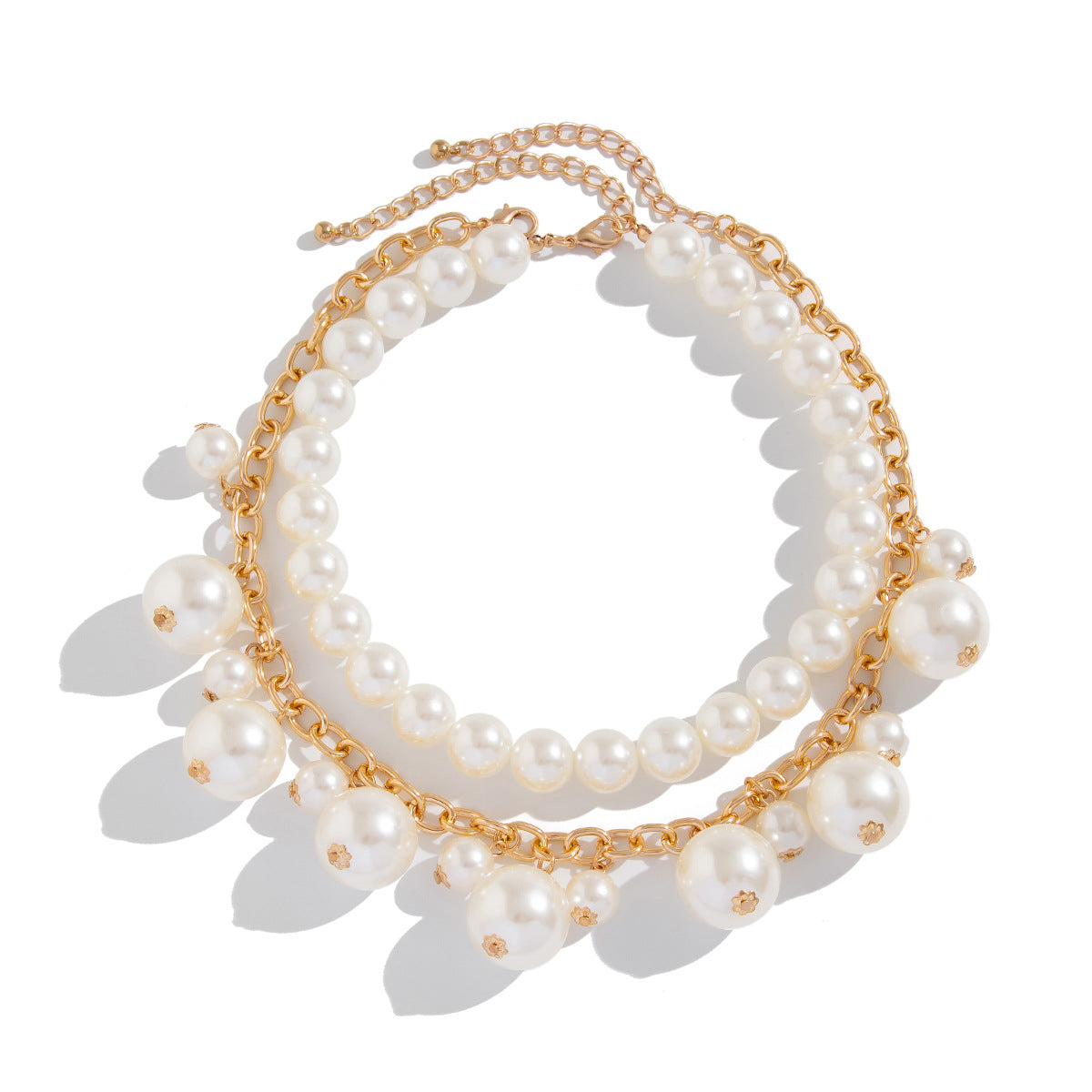 💎 Necklace Set + Pearl Pendant & Alloy Layered Necklace – French Elegance