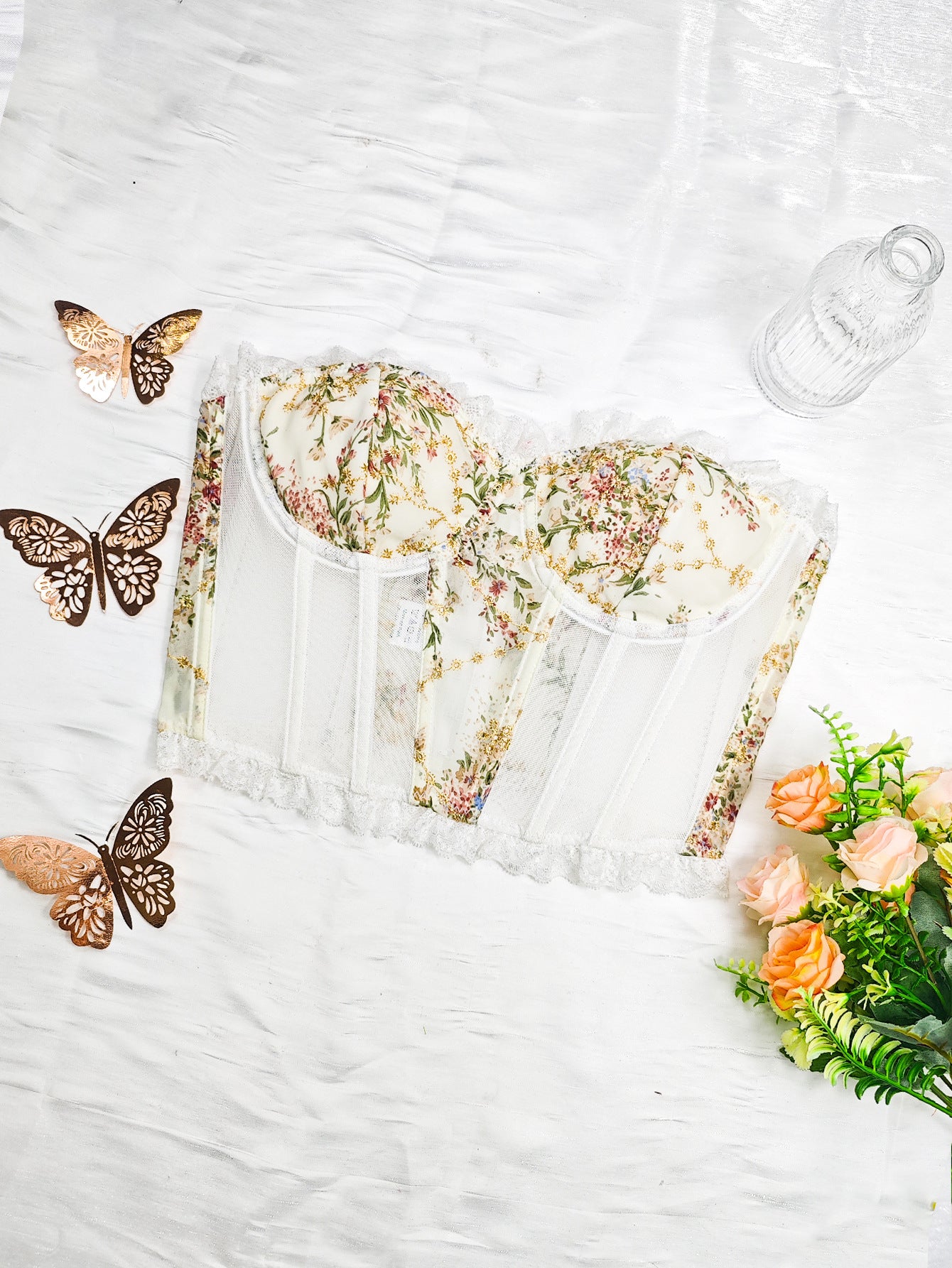 🧁 Spicy | Sweetheart Lace Embroidered Bustier