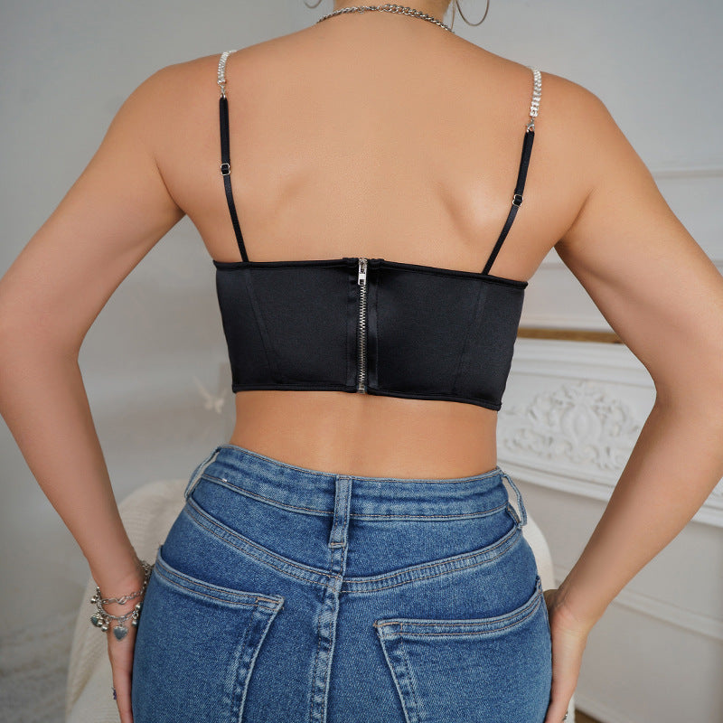 💎 Spicy | Ruched Rhinestone Corset — Crystal Glam Waistline