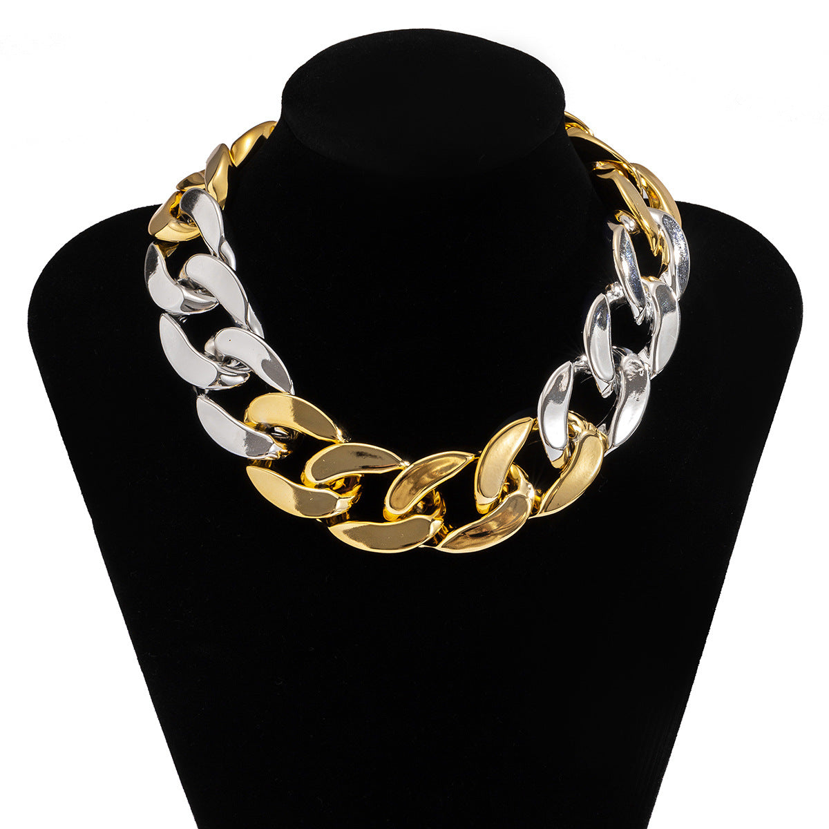 🎨 Necklace + Street Style Colorblock Chain Necklace – Geometric Bold Design