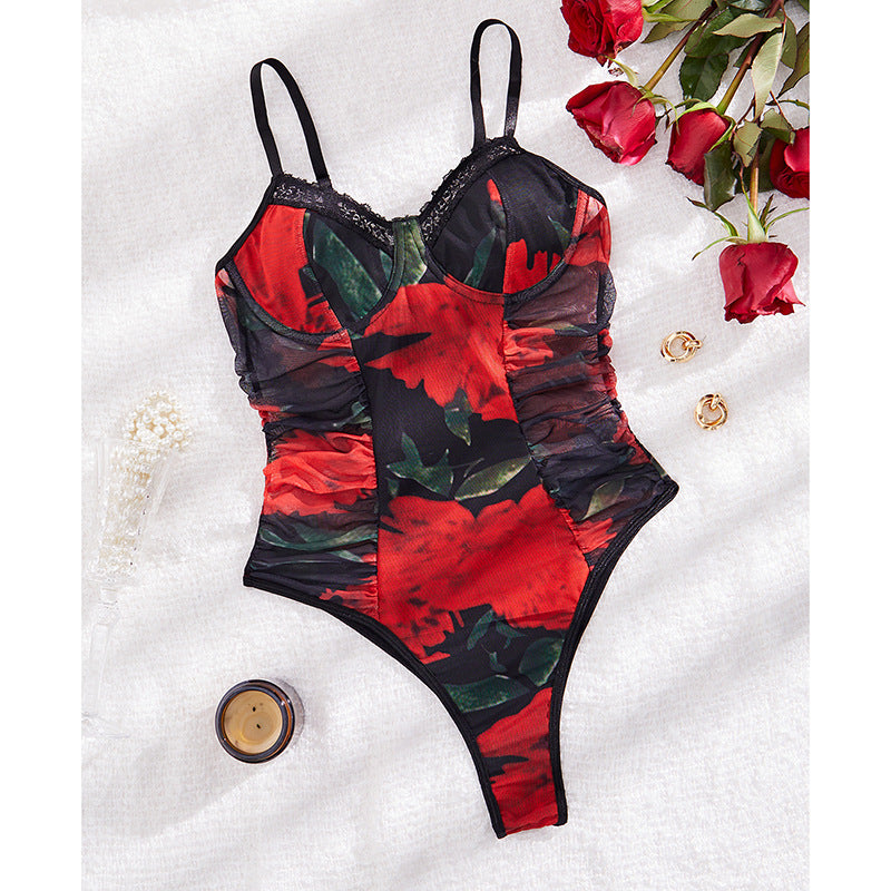 🌹 Spicy | Floral Curve-Hugging Backless Bodysuit