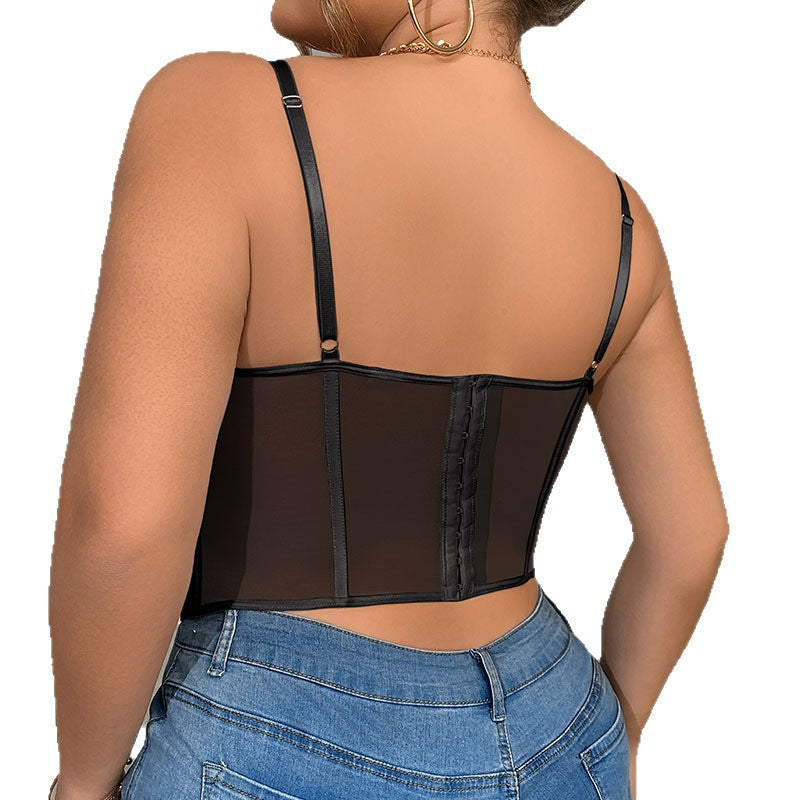 💎 Sculpt+ | Embroidered Lace Plus Size Bustier Crop Top