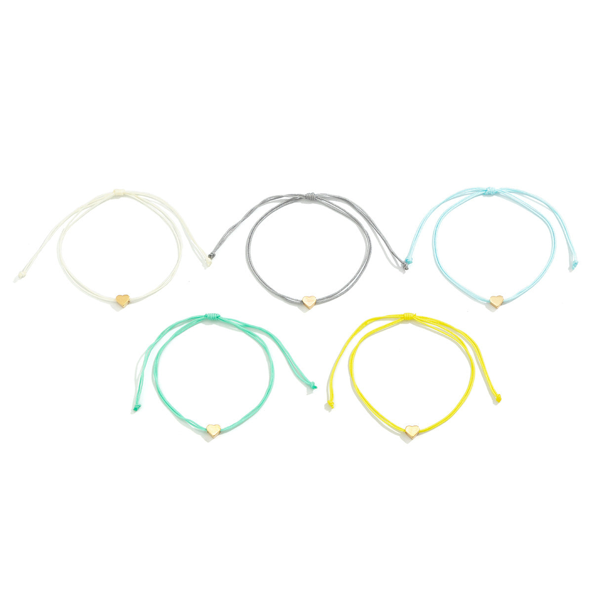 💝 Bracelet Set + Adjustable Colorful Heart Cord Bracelets – Sweet Multi-Pack