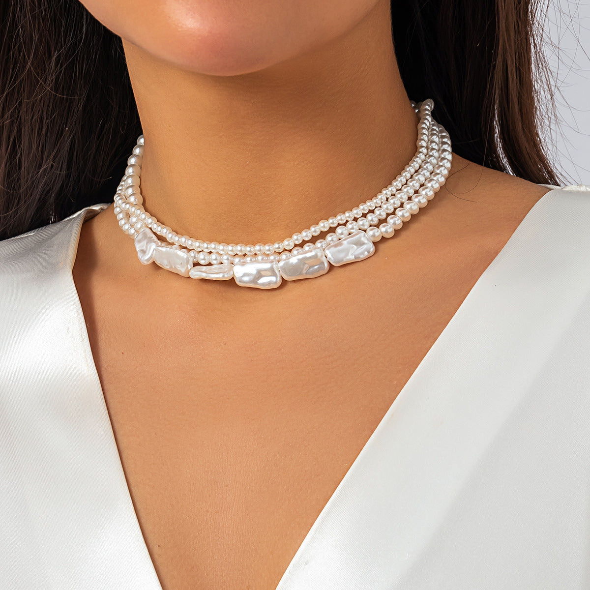 💫 Necklace + Woven Pearl Baroque Layered Necklace – Retro Glam
