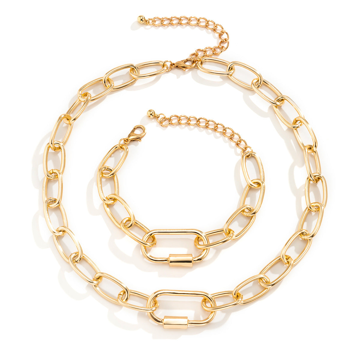🔤 Necklace Set + O-Chain Letter Pendant & Geometric Choker