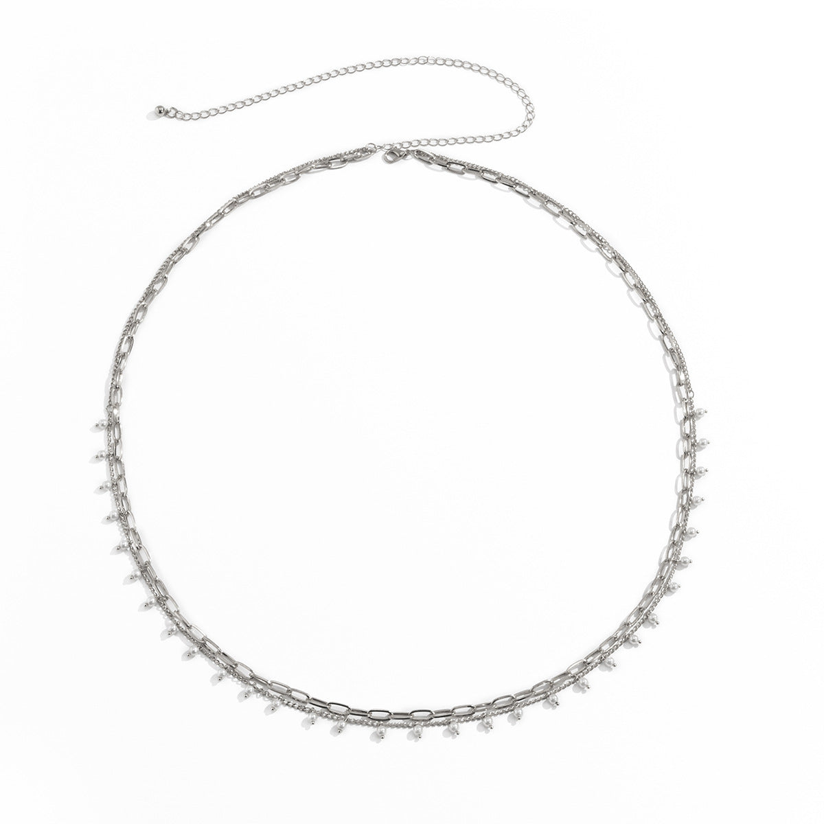 💫 Waist Chain + Pearl-Inspired Waist Belt – Multi-Layer Geometric Metal Chain