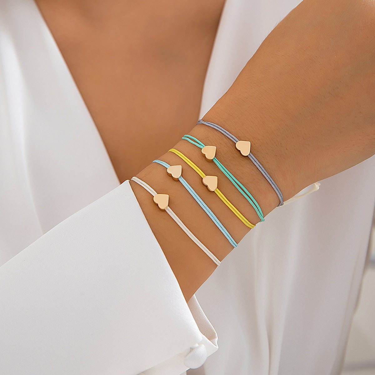 💝 Bracelet Set + Adjustable Colorful Heart Cord Bracelets – Sweet Multi-Pack