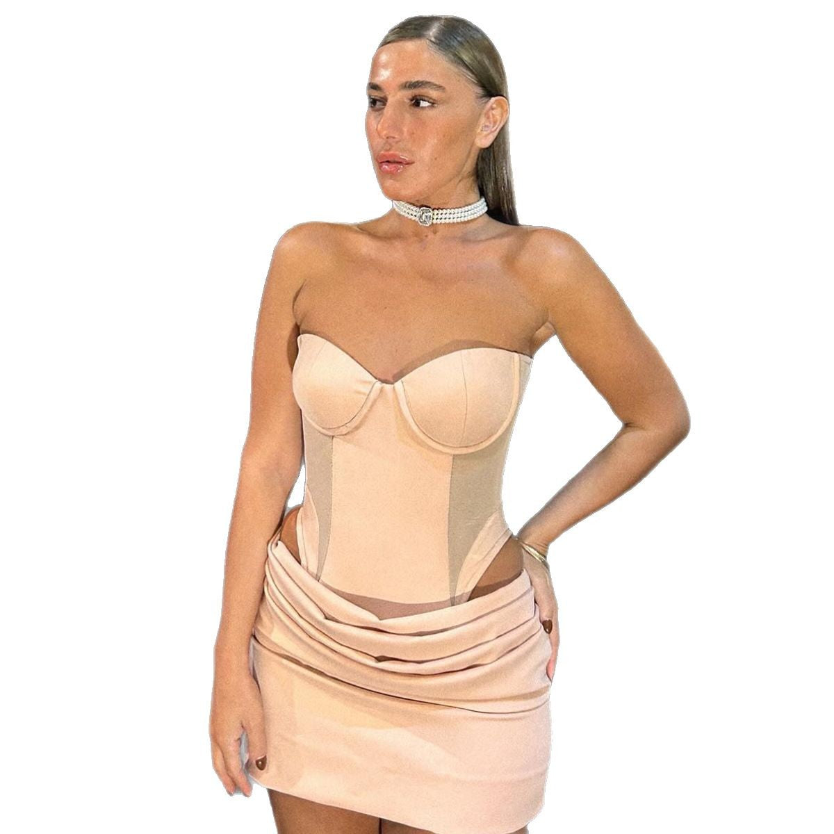 🌙 Spicy | Mesh Off-Shoulder Bodysuit — High-Waist Sheer Glam
