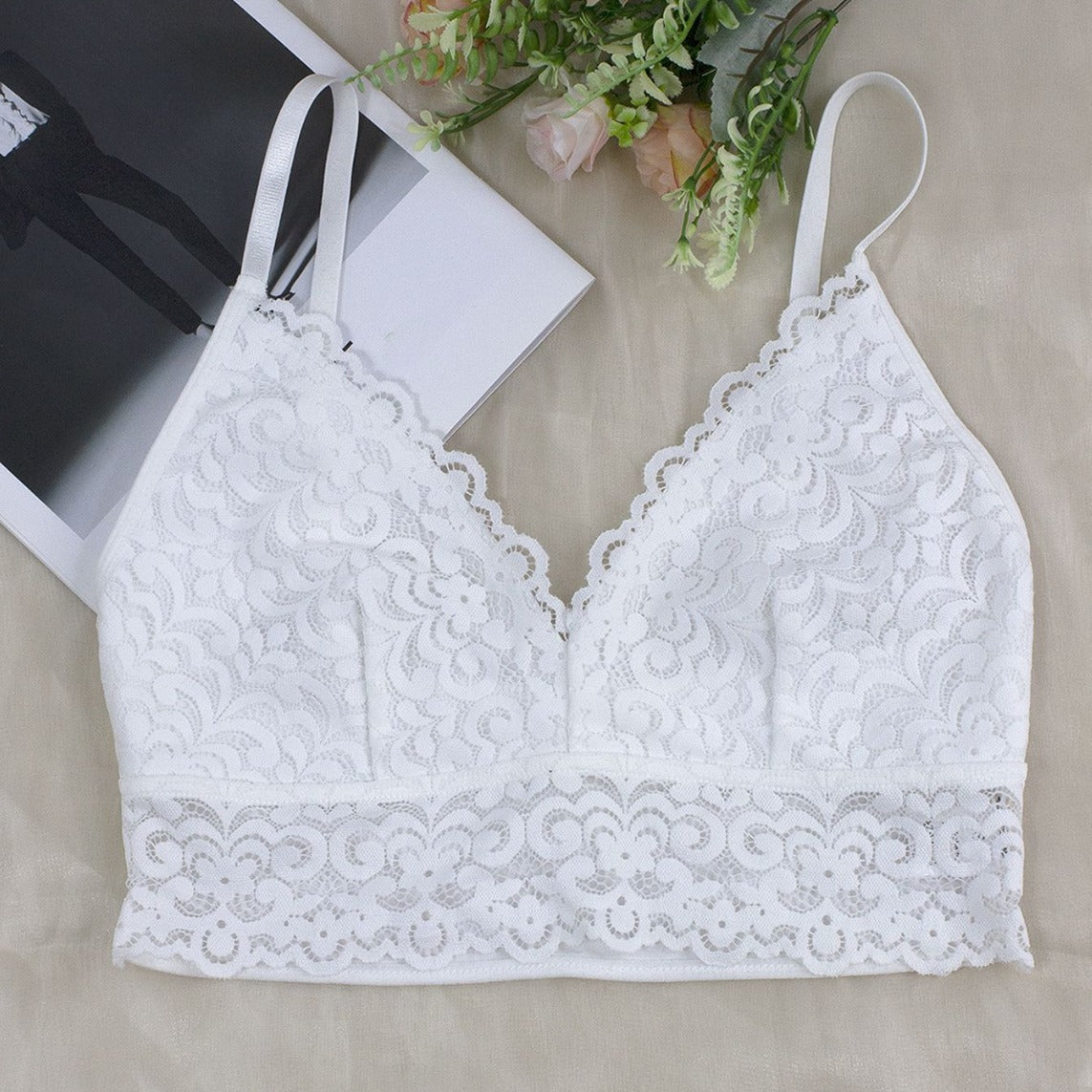 🌙 Spicy|Lace Trim Backless Micro Cami Top