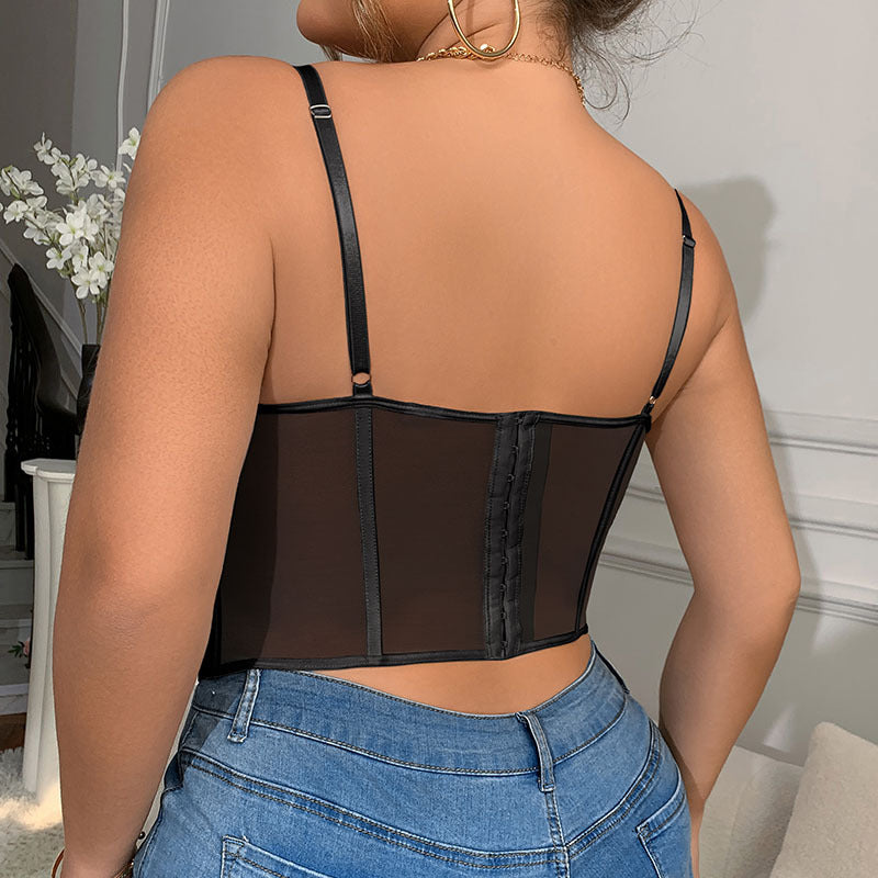 💎 Sculpt+ | Embroidered Lace Plus Size Bustier Crop Top
