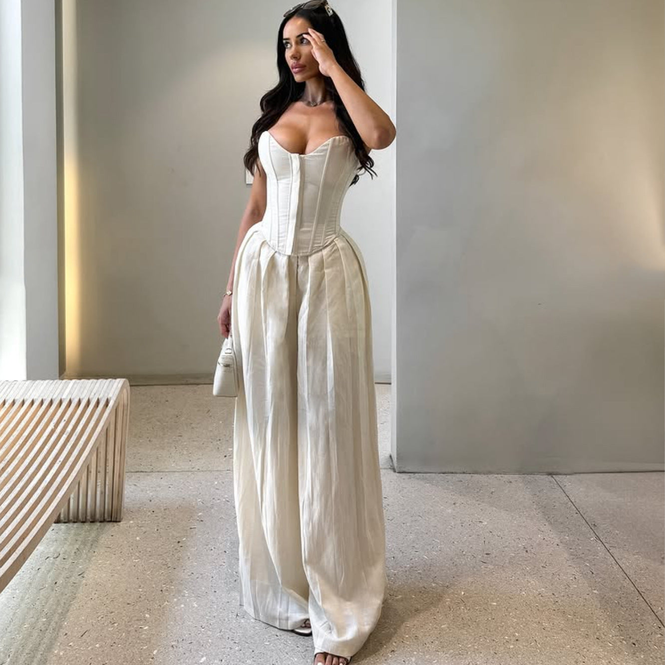 🕊️ Spicy | Boned Bustier Top — White Sculpted Elegance