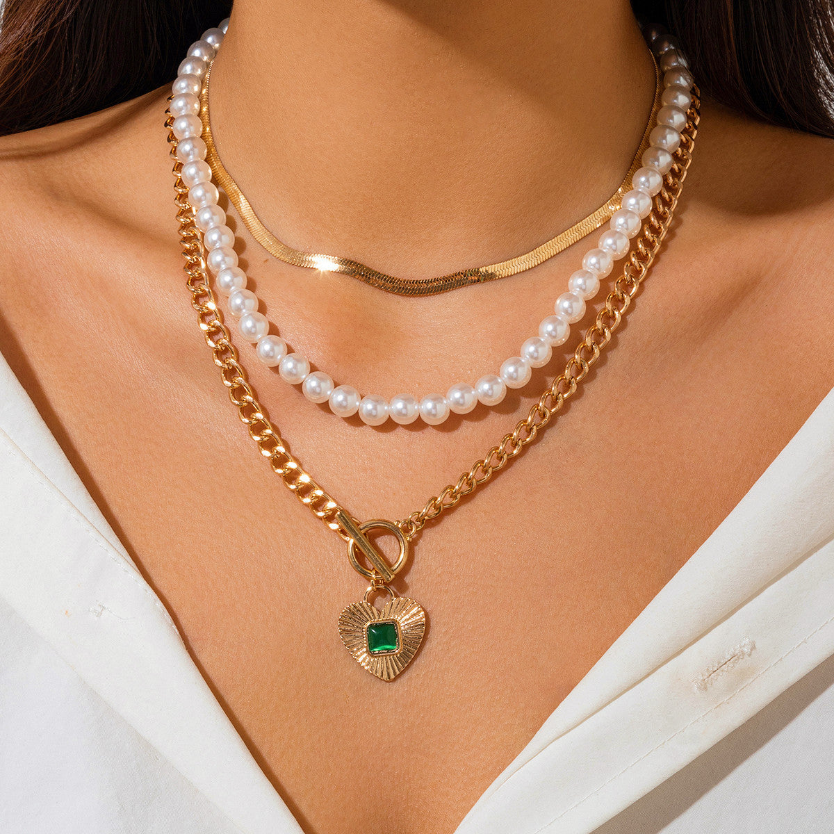 💧 Necklace + Irregular Waterdrop Pearl Pendant Layered Necklace
