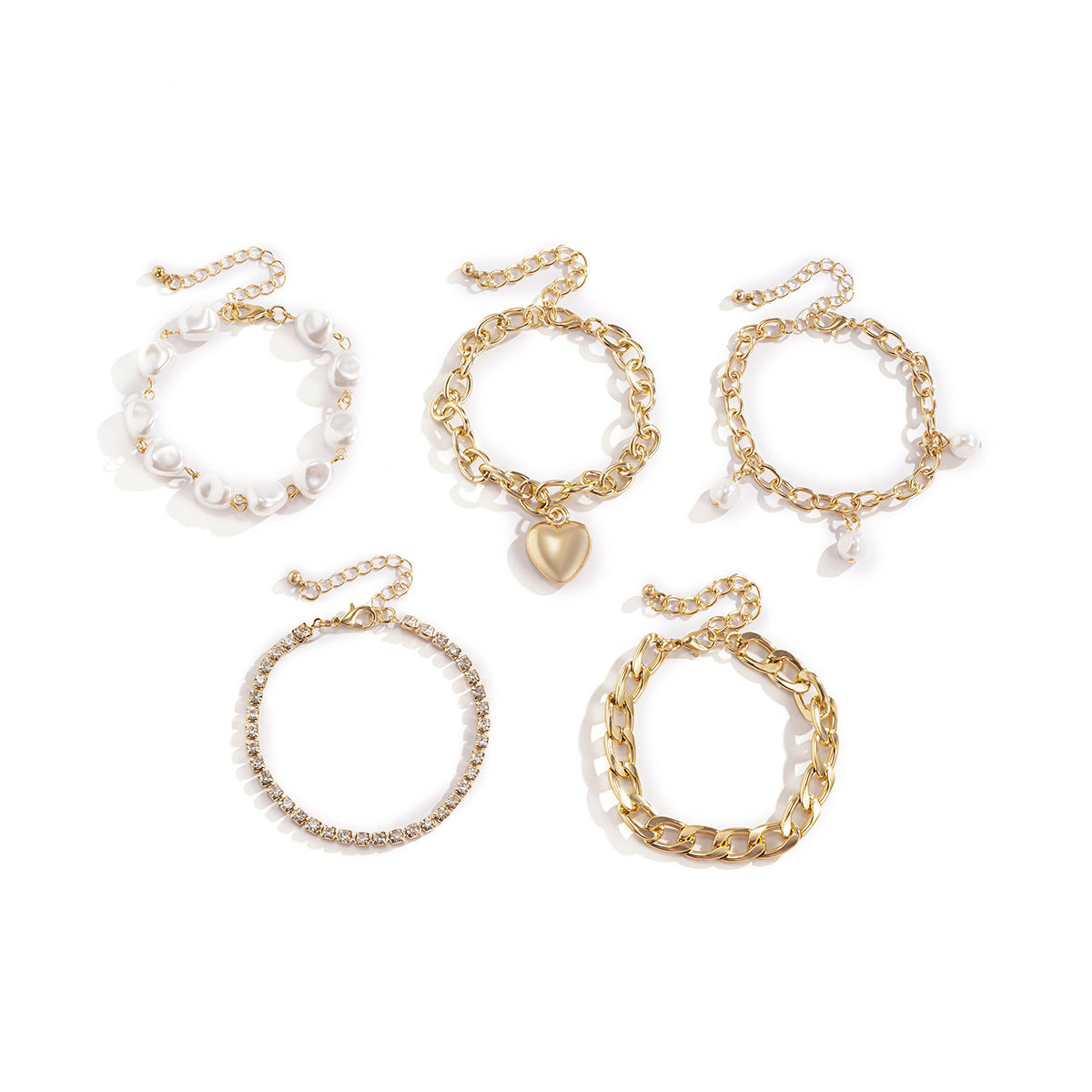 💫 Bracelet Set + Irregular Baroque Pearl Heart Bangle Duo