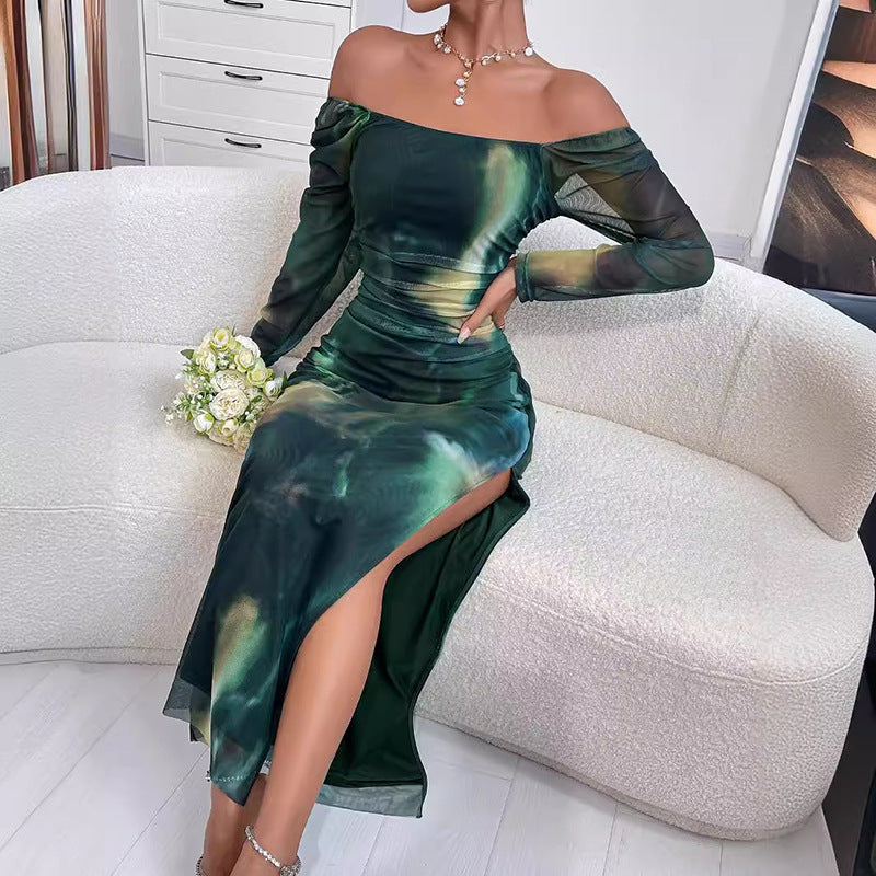 💚 Spicy | One-Shoulder Bodycon Slit Party Dress