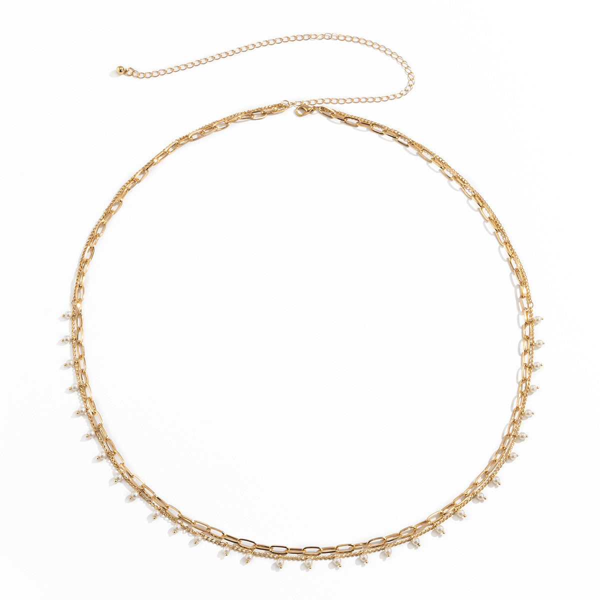 💫 Waist Chain + Pearl-Inspired Waist Belt – Multi-Layer Geometric Metal Chain