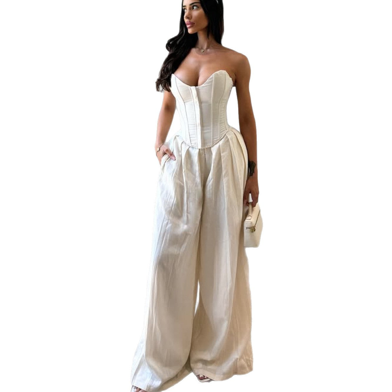 🕊️ Spicy | Boned Bustier Top — White Sculpted Elegance