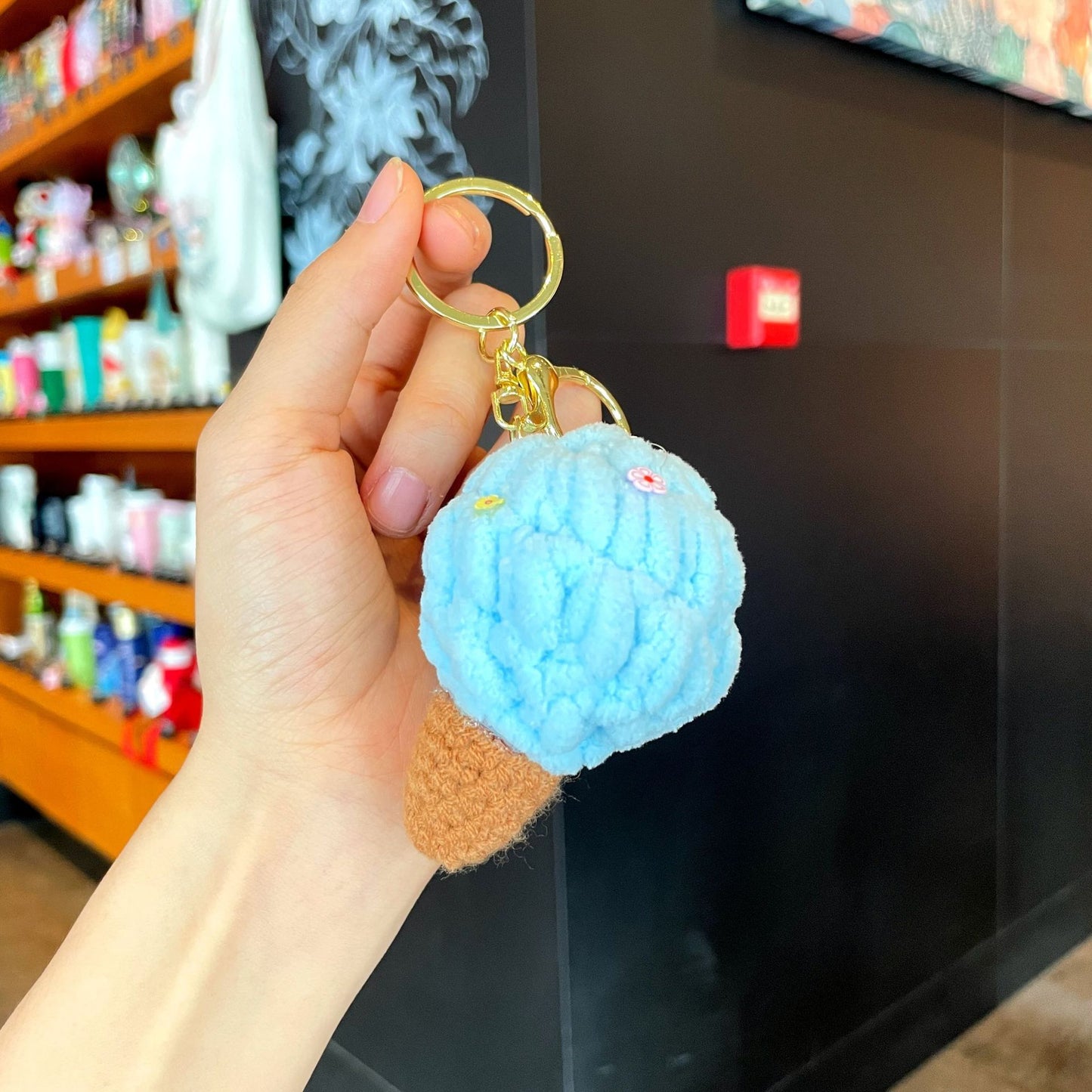 Crochet Yarn Ice Cream Keychain — Dopamine Dessert Bag Charm