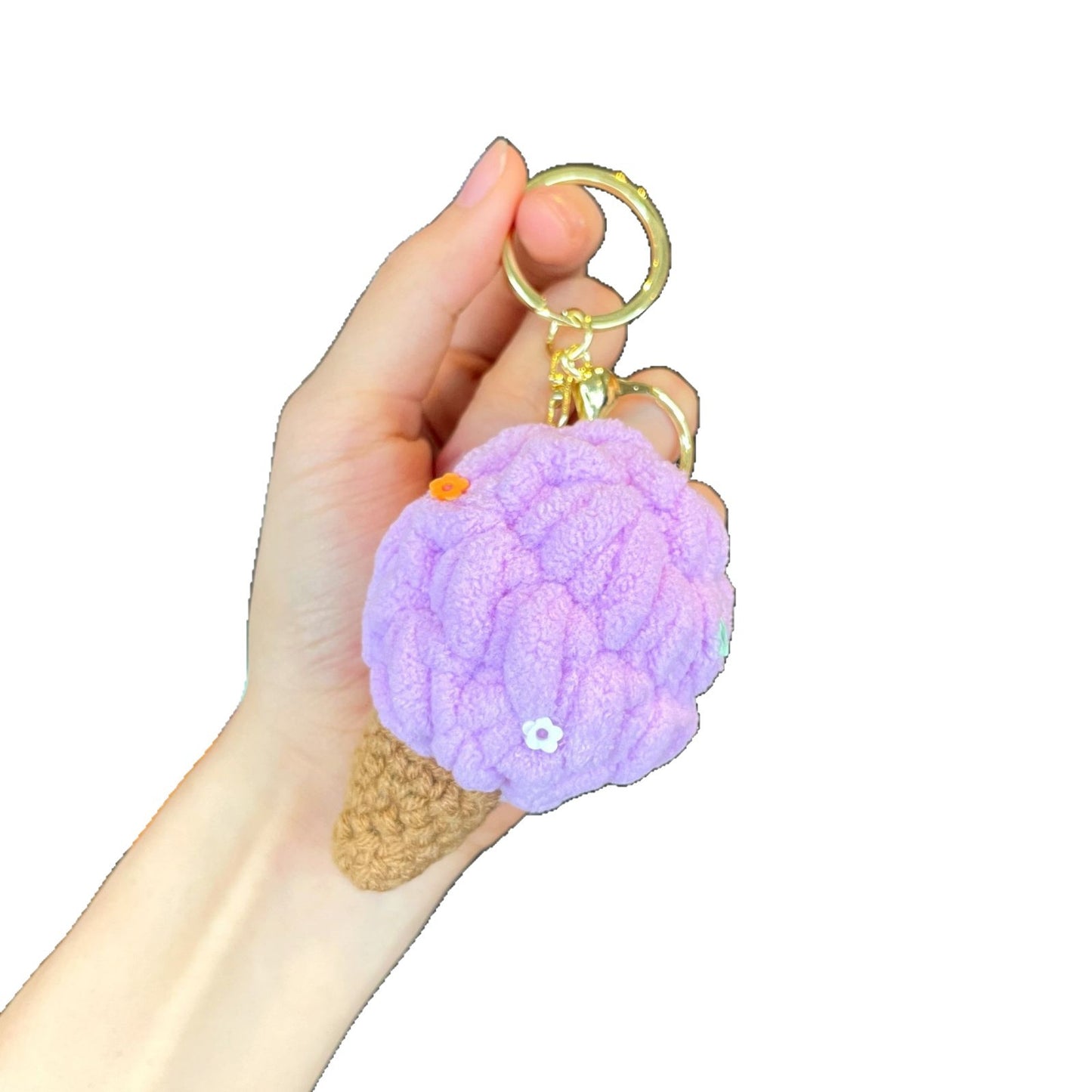 Crochet Yarn Ice Cream Keychain — Dopamine Dessert Bag Charm