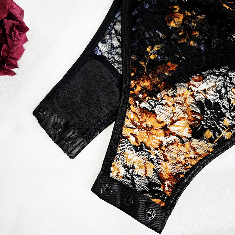 💘 Spicy | Lace Mesh Long Sleeve Sheer Boned Bodysuit