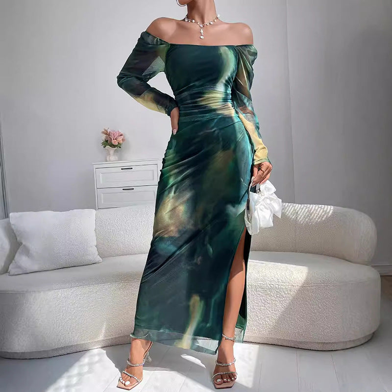 💚 Spicy | One-Shoulder Bodycon Slit Party Dress