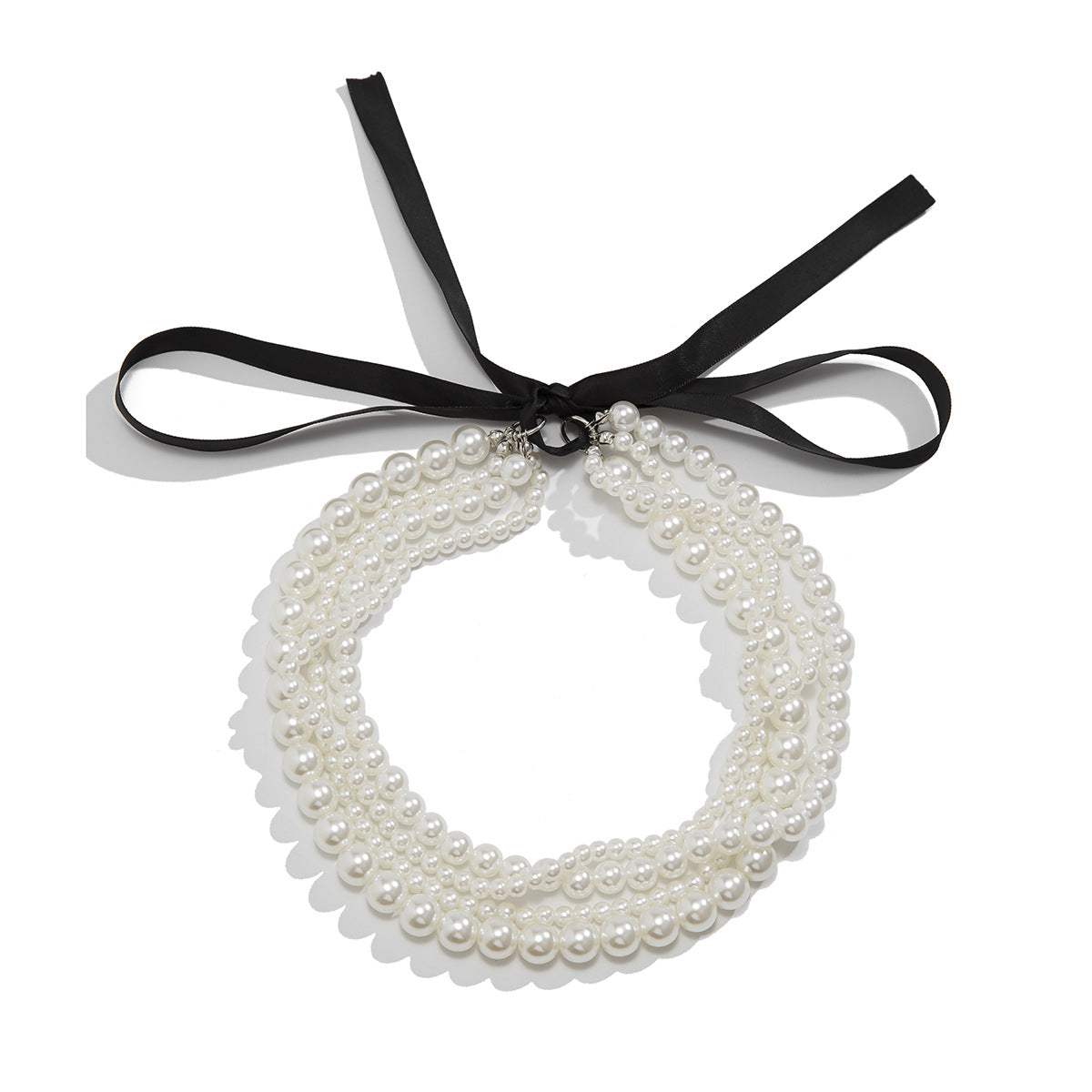 🎀 Necklace + Beaded Ribbon Bow Pearl Necklace – DIY Velvet Style