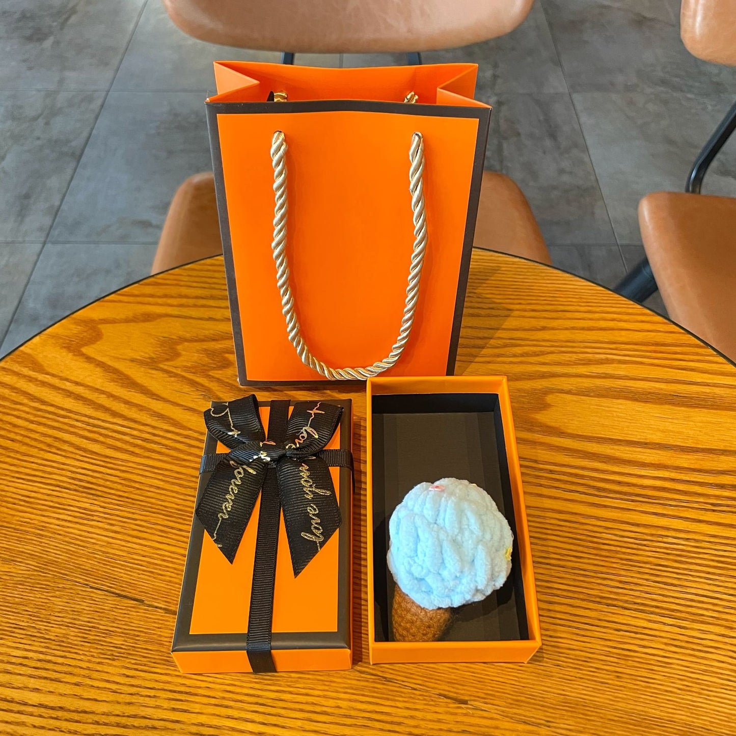 Crochet Yarn Ice Cream Keychain — Dopamine Dessert Bag Charm