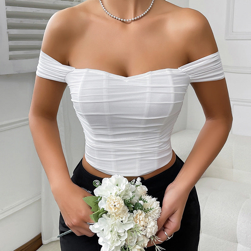 💘 Spicy | Off-Shoulder Waist-Cinching Cropped Bustier Top