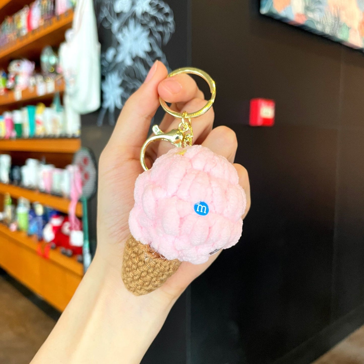 Crochet Yarn Ice Cream Keychain — Dopamine Dessert Bag Charm