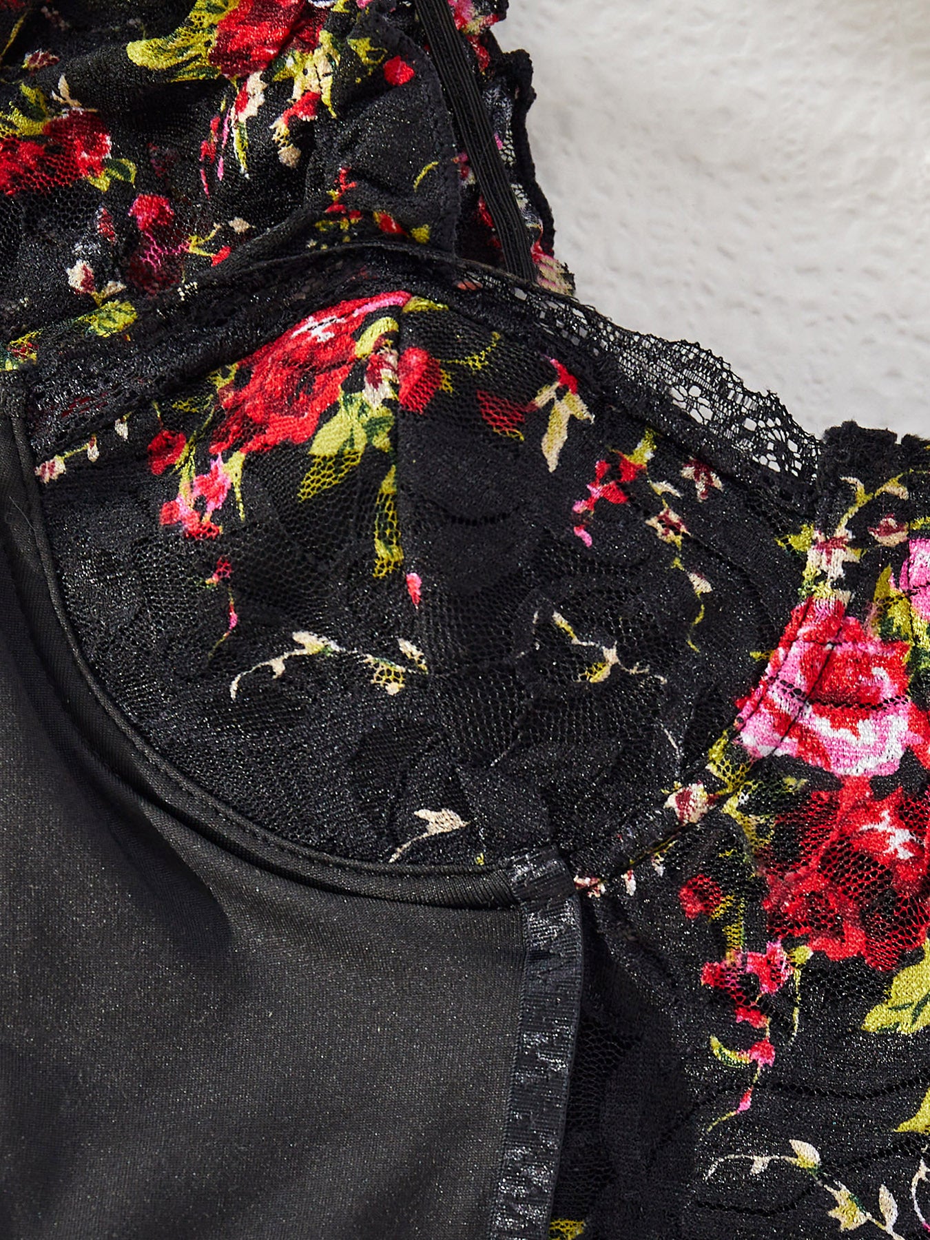 🌸 Spicy | Puff Sleeve Floral Lace Mesh Bodysuit