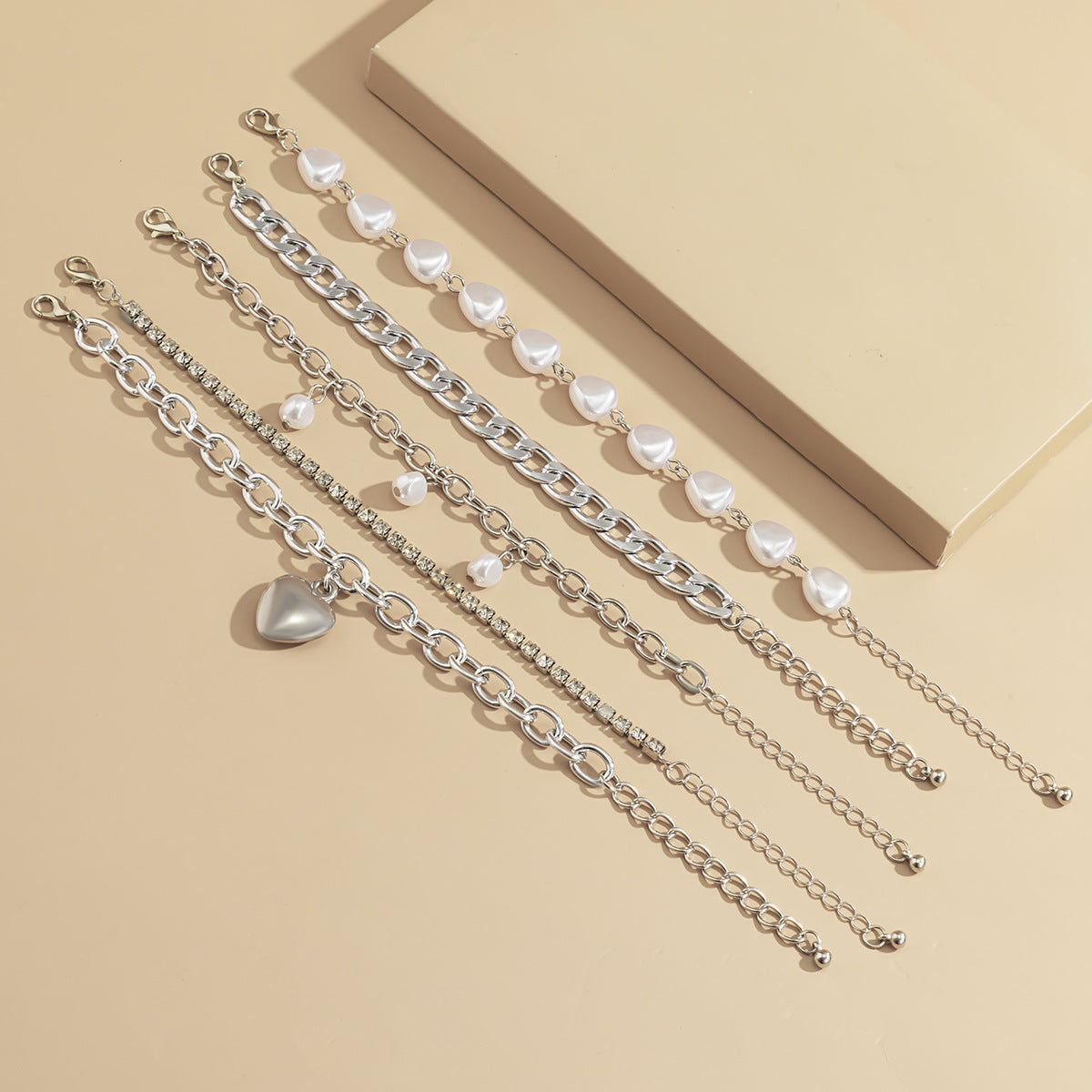 💫 Bracelet Set + Irregular Baroque Pearl Heart Bangle Duo