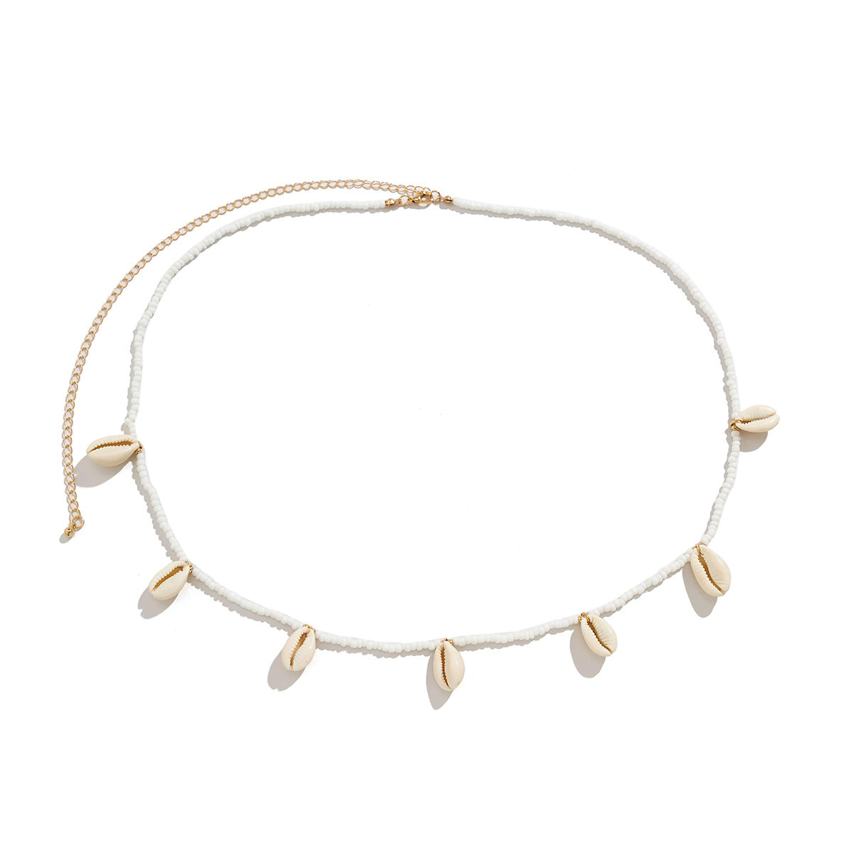 🧵 Waist Chain + Tweed-Inspired Beaded Shell Body Chain – French Beach Style