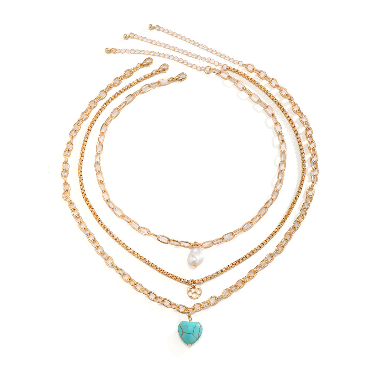 💖 Necklace + Baroque Pearl Necklace With Turquoise Heart