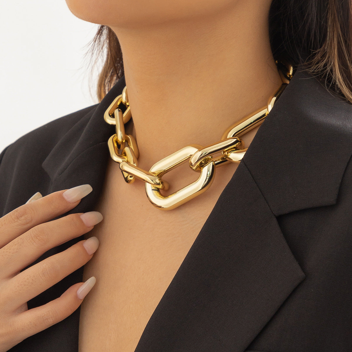 🧨 Necklace + Single-Layer Fringe Chain Necklace – Hip-Hop Bold Style