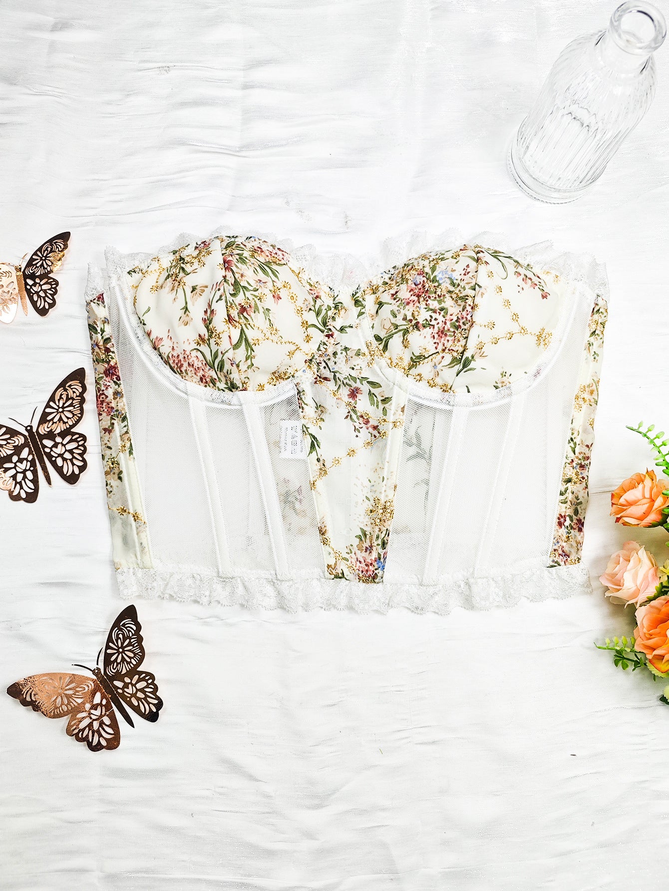 🧁 Spicy | Sweetheart Lace Embroidered Bustier