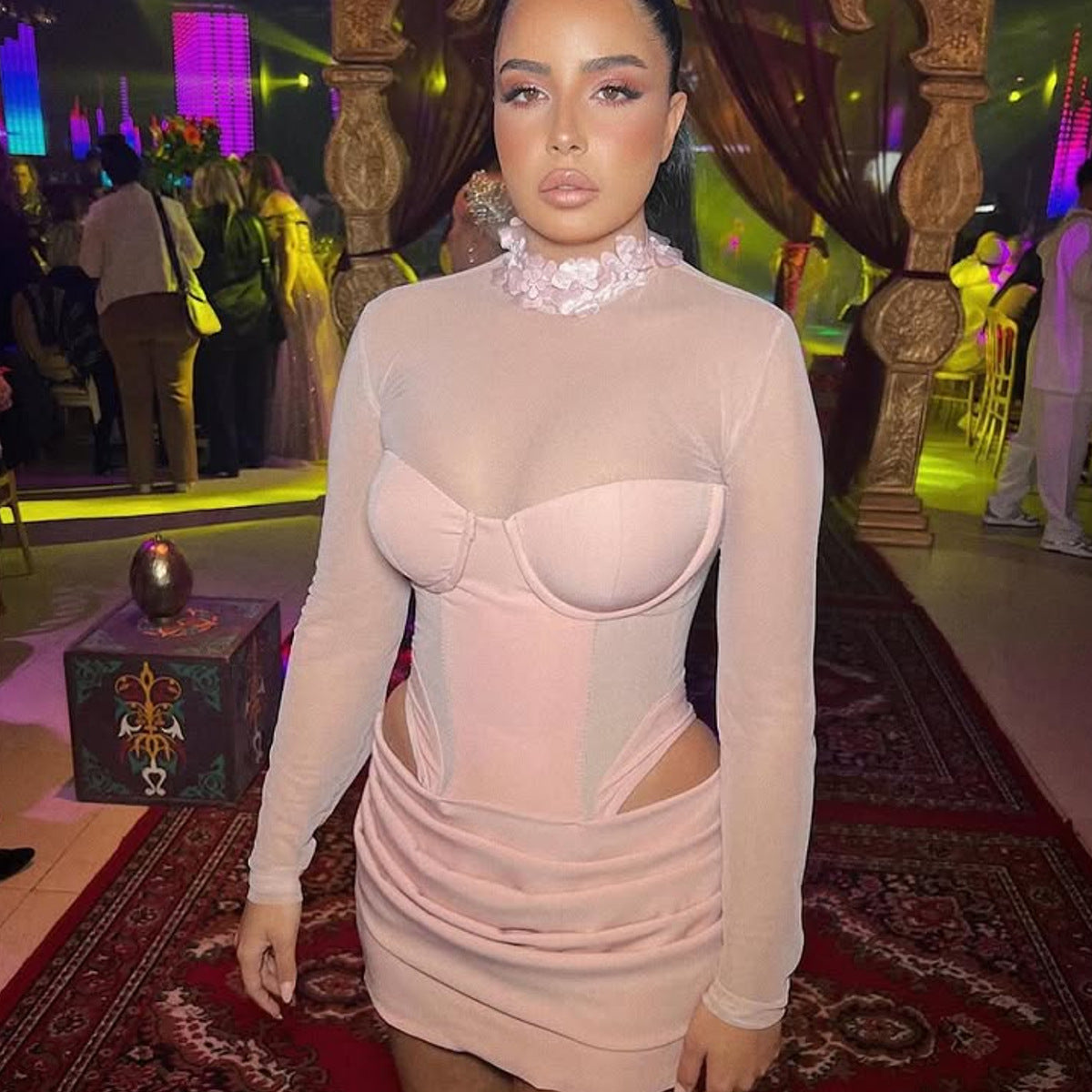 🌙 Spicy | Mesh Off-Shoulder Bodysuit — High-Waist Sheer Glam